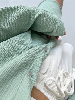 Mint Yeşili Oversize Krinkıl Gömlek