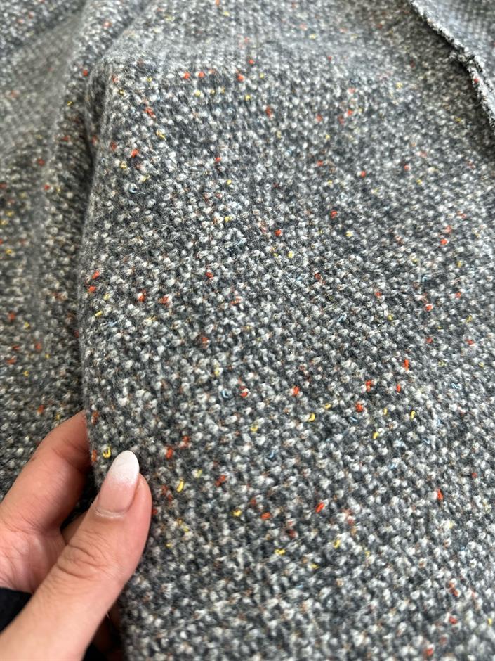 Mirela Gri Kuşaklı Kaşe Kaban 