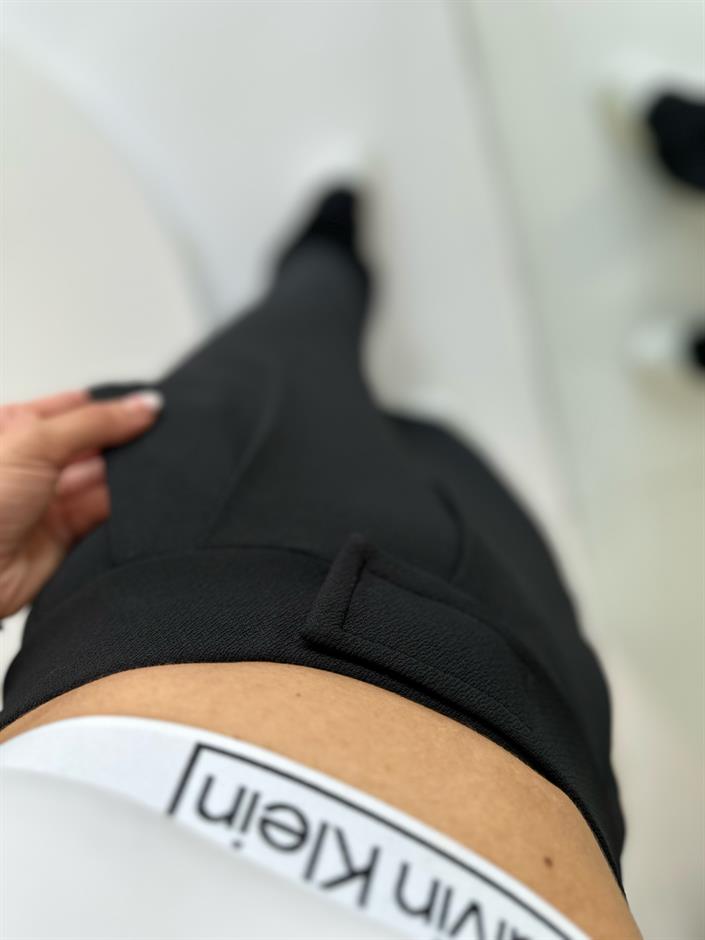 Moon Siyah Çırt Bantlı Palazzo Pantolon 