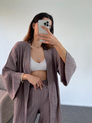 Mürdüm Gofre Kimono Takım 