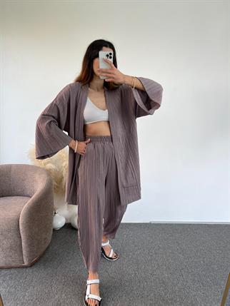 Mürdüm Gofre Kimono Takım 