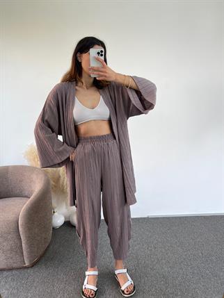Mürdüm Gofre Kimono Takım 