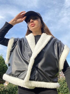 Negro siyah içi polar kürklü Yelek 