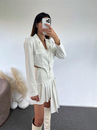Noemi Beyaz Tasarım Blazer Ceket 