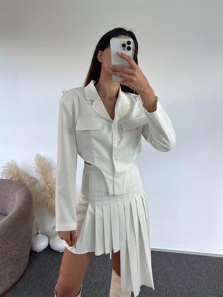 Noemi Beyaz Tasarım Blazer Ceket 