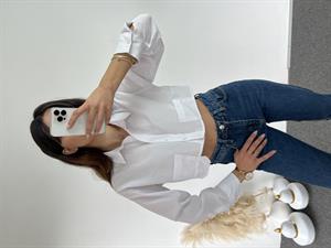 Orijinal Marka Beyaz Crop Gömlek 