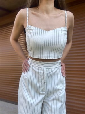 Orijinal Marka Çizgili Crop Top