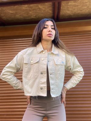 Orijinal Marka Ekru Denim Ceket