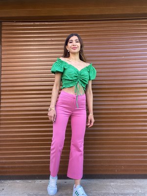 Orijinal Marka Pembe Yarım İspanyol Pantolon