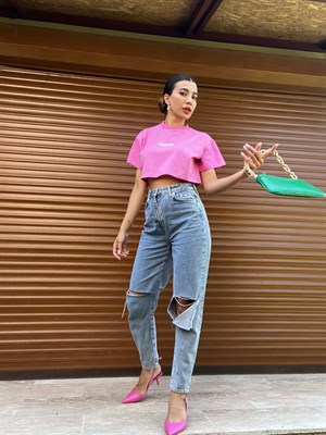 Orijinal Marka Yırtık Denim Pantolon