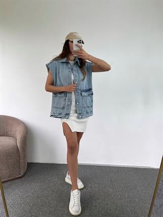 Oversize Jean Cepli Yelek 