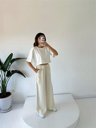 OYSH Krem Beli Lastikli Pantolon 