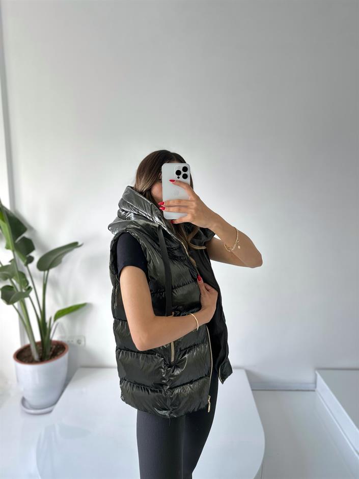 Parlak Haki Şişme Yelek 