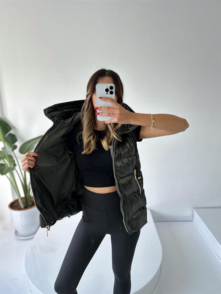 Parlak Haki Şişme Yelek 