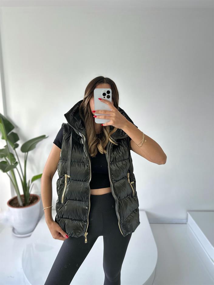 Parlak Haki Şişme Yelek 