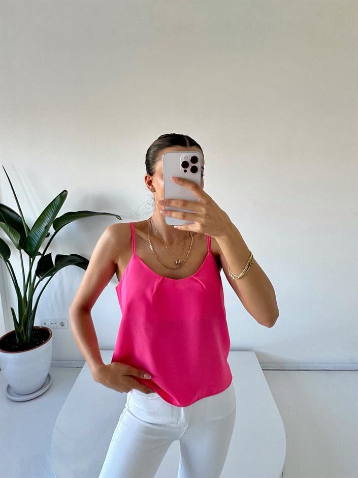 Pembe İp Askılı Crop