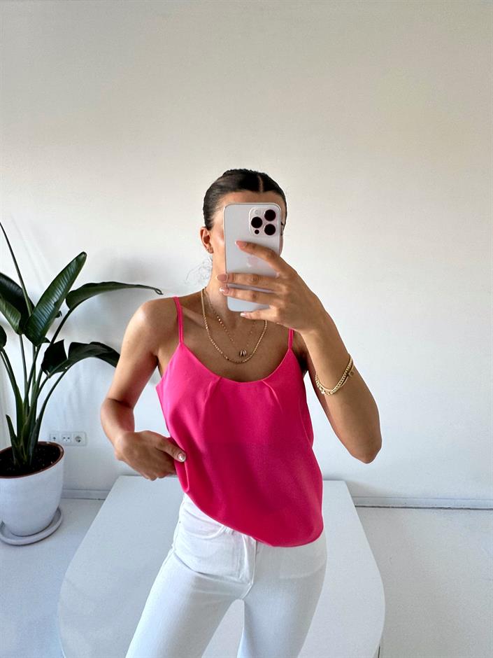 Pembe İp Askılı Crop
