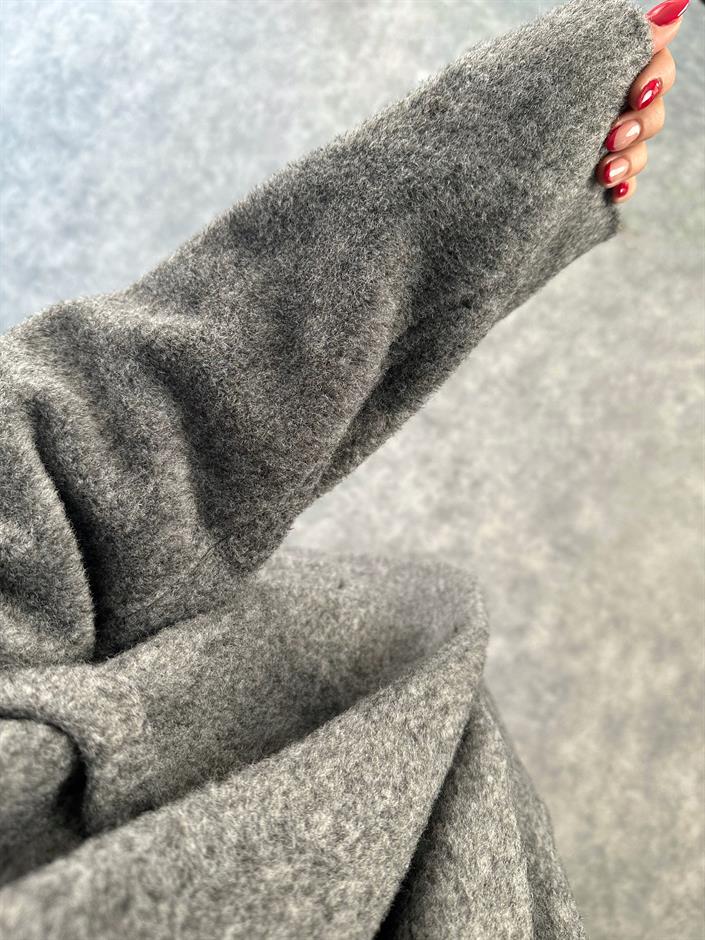 Pool Gri Oversize Premium Kaşe Ceket