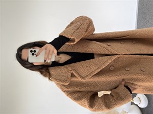 Premium Kahverengi Oversize Teddy Uzun Kaban 