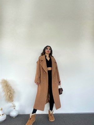Premium Kahverengi Oversize Teddy Uzun Kaban 