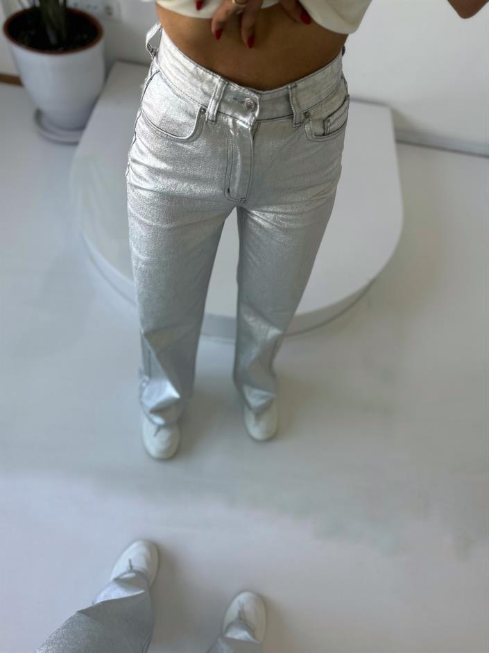 Premium Metalik Wide Leg  Palazzo Pantolon 