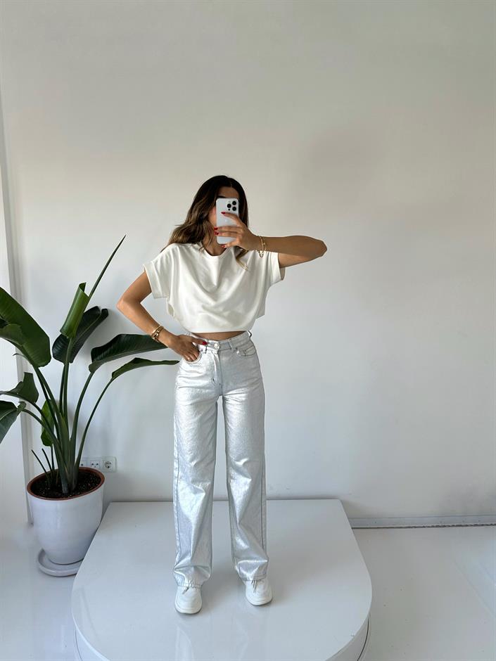 Premium Metalik Wide Leg  Palazzo Pantolon 