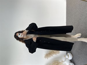 Premium Siyah Oversize Teddy Uzun Kaban