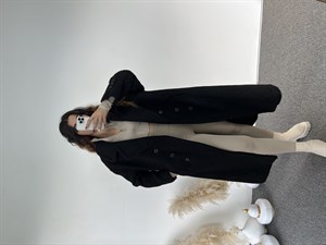 Premium Siyah Oversize Teddy Uzun Kaban