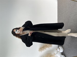 Premium Siyah Oversize Teddy Uzun Kaban