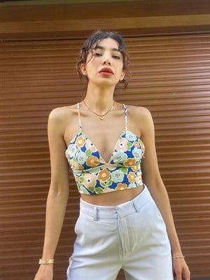 Renkli İnce Askılı Crop 