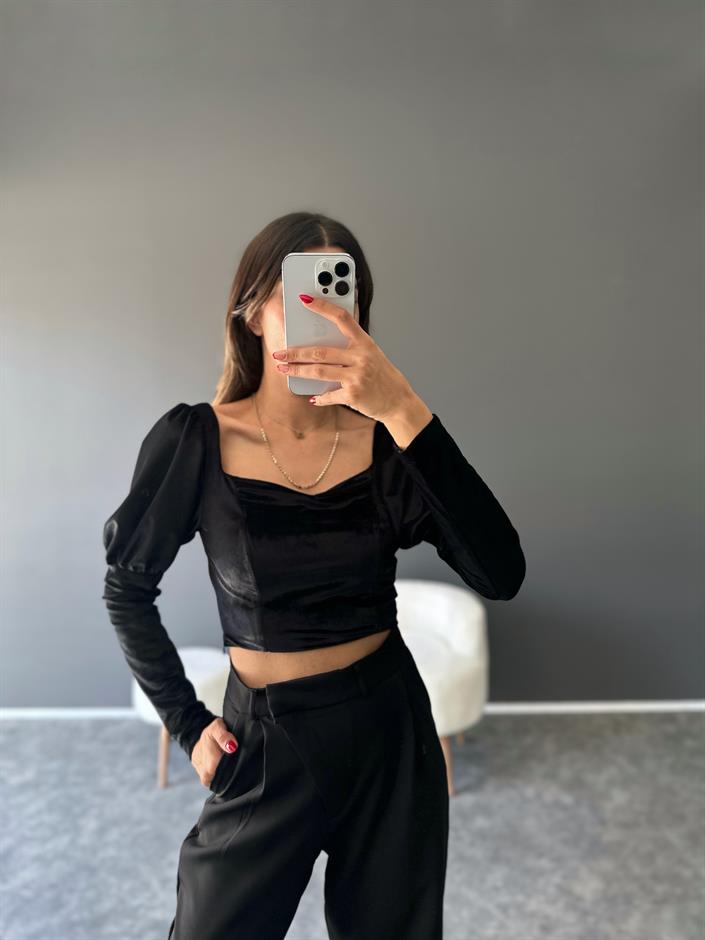 RY Siyah Kadife Crop 