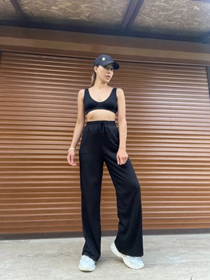 Siyah Beli Lastikli Pantolon