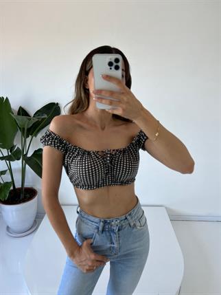 Siyah Beyaz Damalı Crop 