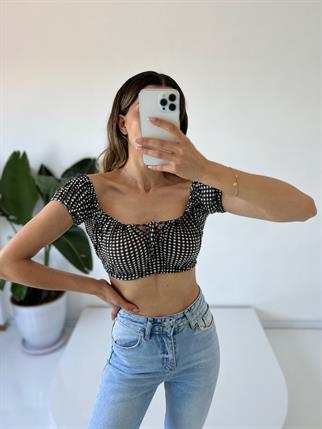 Siyah Beyaz Damalı Crop 