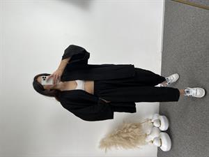 Siyah Gofre Kimono Takım 