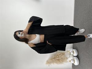 Siyah Gofre Kimono Takım 