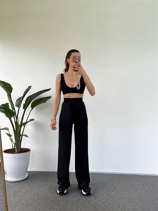 Siyah Gofre Pantolon 