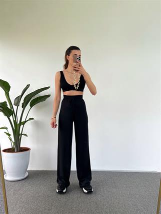 Siyah Gofre Pantolon 