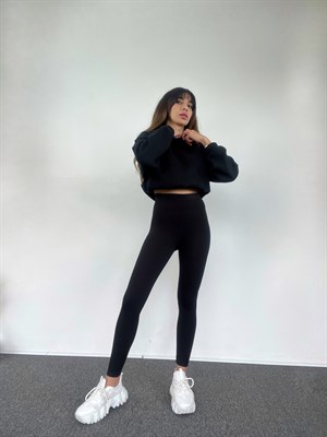 Siyah İçi Şardonlu Fitilli Tayt