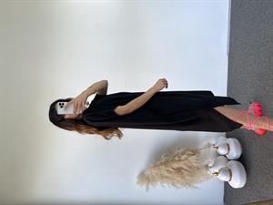 Siyah Kapüşonlu Oversize Elbise 
