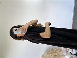 Siyah Kapüşonlu Oversize Elbise 