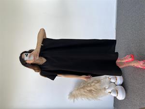 Siyah Kapüşonlu Oversize Elbise 