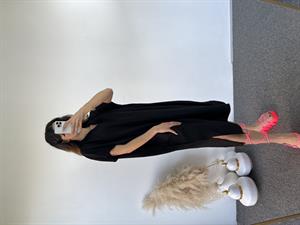 Siyah Kapüşonlu Oversize Elbise 