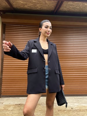 Siyah Oversize Premium Blazer Ceket 