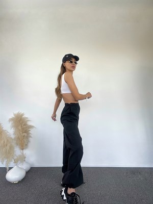 Siyah Paraşüt Pantolon 