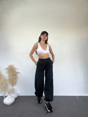 Siyah Paraşüt Pantolon 