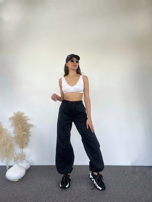 Siyah Paraşüt Pantolon 