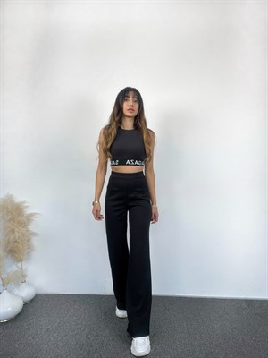 Siyah Pens Detaylı Pantolon