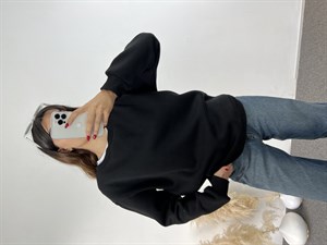 Siyah Şardonlu Basic Sweat 