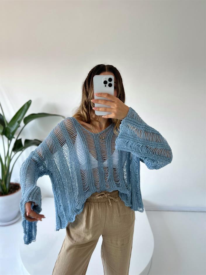 Sofia Mavi Ajurlu Triko